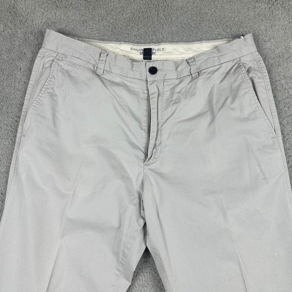 Banana Republic Straight Fit Chino Pants Mens 36x32 (Fits 34x31) Gray Cotton - Picture 5 of 10